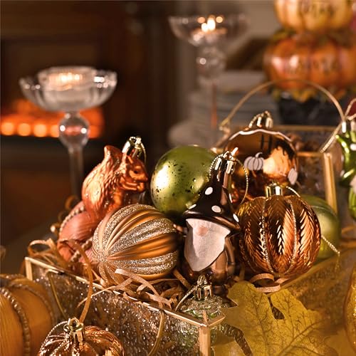 40-Piece Shatterproof Fall Tree Ornaments - Harvest Gnome & Pumpkin Decor