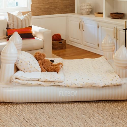 Kids Inflatable Air Mattress with Carrying Bag, Soft Flocked Travel Bed