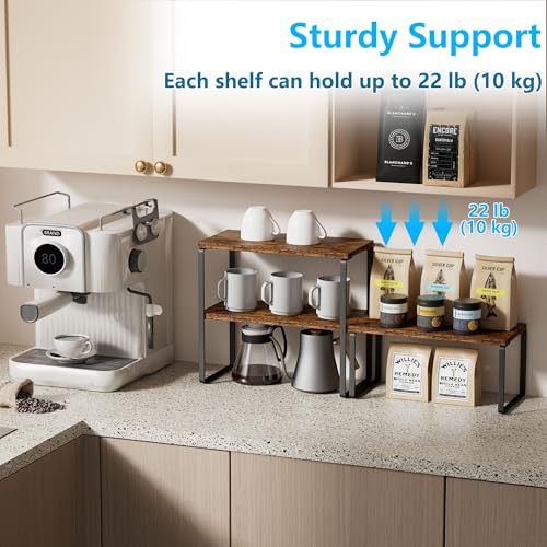 2-Tier Adjustable Kitchen Countertop Organizer & Corner Shelf