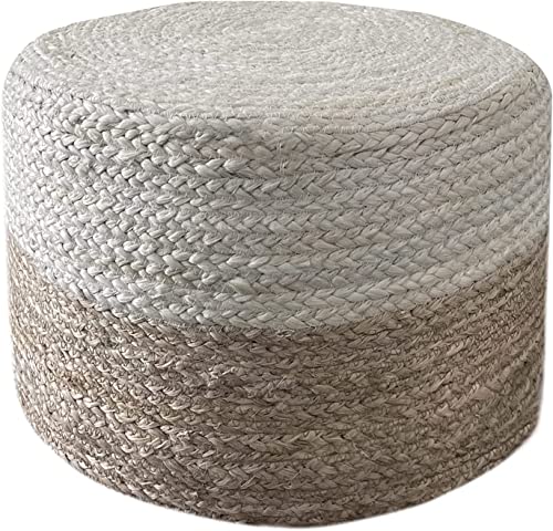 Handwoven Jute Pouf Ottoman - 20-Inch Square Natural Braided Floor Stool