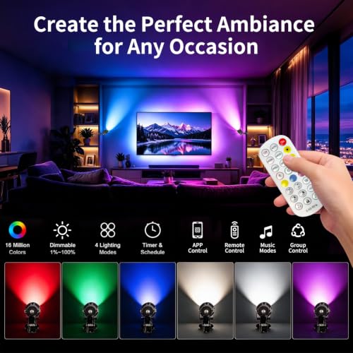CREPOW Multicolor RGBW LED Clip-On Plant & Indoor Spotlight Set with App & Remote