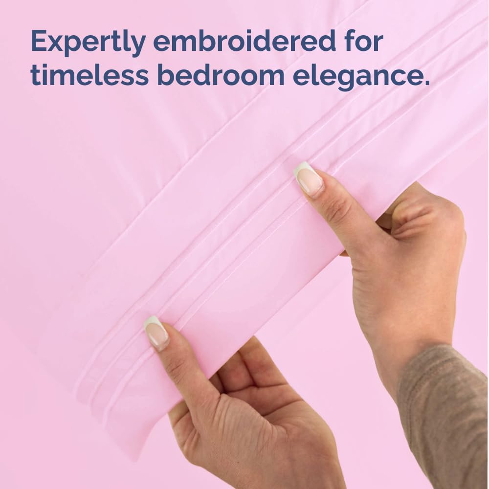 Skiennix Standard Pillow Cases Set of 2 - Ultra-Soft Hotel Quality - Comfy, Wrinkle-Free & Stain Resistant - Light Pink