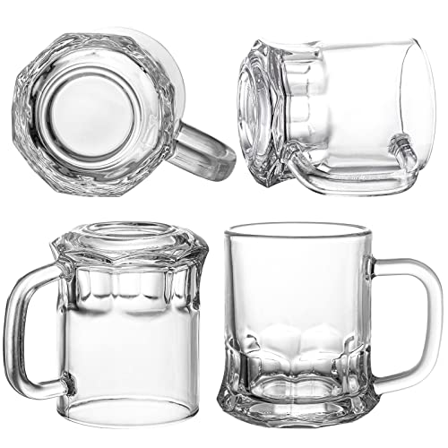 5oz Mini Beer Mugs with Handle, Set of 24 Heavy Base Glass Beer Steins