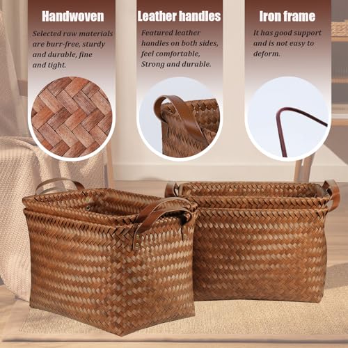 BROWNLILY Handwoven Wicker Storage Baskets for Shelves, Pack of 4