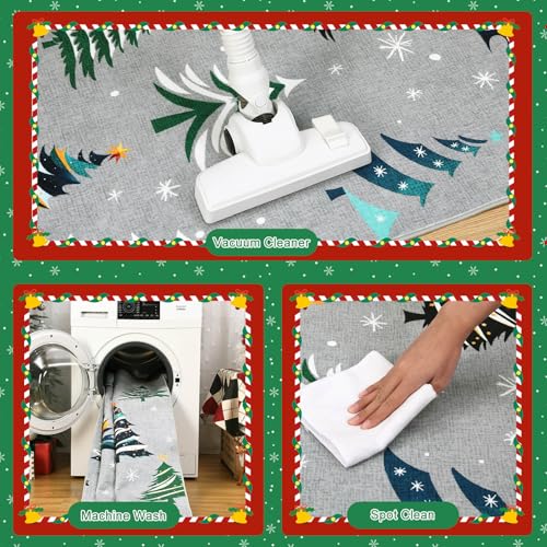 GarveeHome Grey 8x10 Christmas Area Rug - Washable Non-Slip Low Pile for Living Room