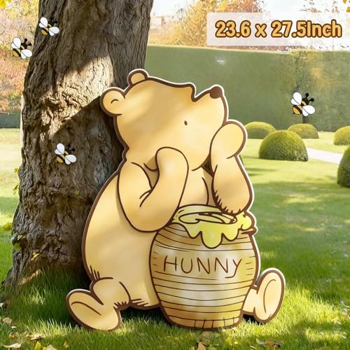 Large 27.5-Inch Bear Party Cutout Prop with Balloons and Bee Stickers