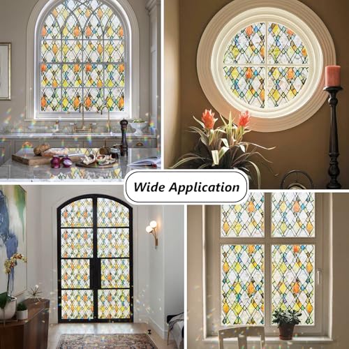 Stained Glass Window Privacy Film - 17.5" x 78.7" Rainbow