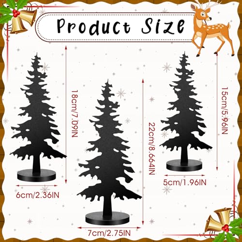 Black Metal Pine Tree Decor Set - Farmhouse Holiday Christmas Decorations