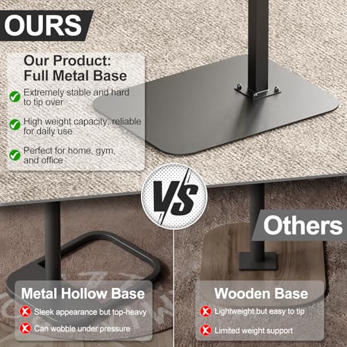 Adjustable C-Shaped Sofa Side Table with Swivel Tray and Metal Base