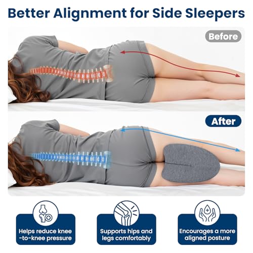Cooling Gel Memory Foam Knee Pillow for Side Sleepers - Heart-Shaped Leg Cushion for Sciatica Relief