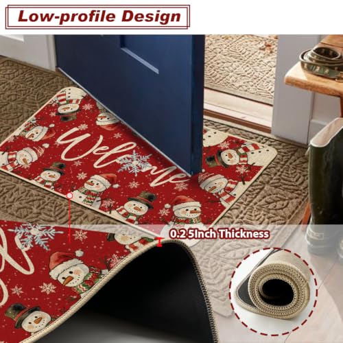 Baccessor Christmas Snowman Doormat 17 x 29 in | Outdoor Indoor Welcome Mat, Non-Slip