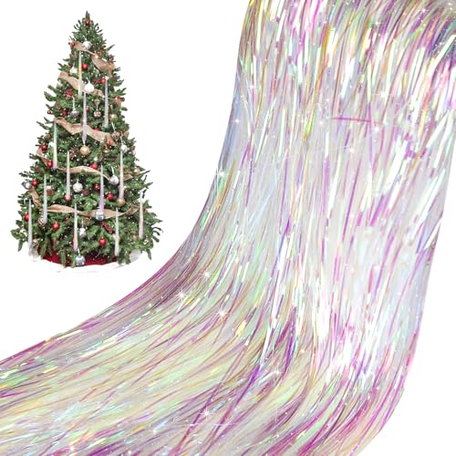 6000 Strands Christmas Tree Icicle Tinsel - 22 Inch Shiny Foil Strands