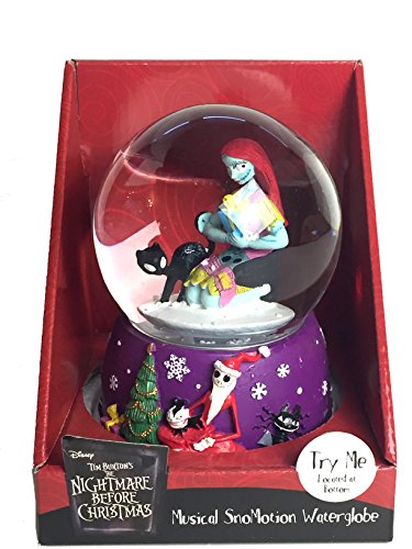 Nightmare Before Christmas Sally & Black Cat Musical SnoMotion Waterglobe