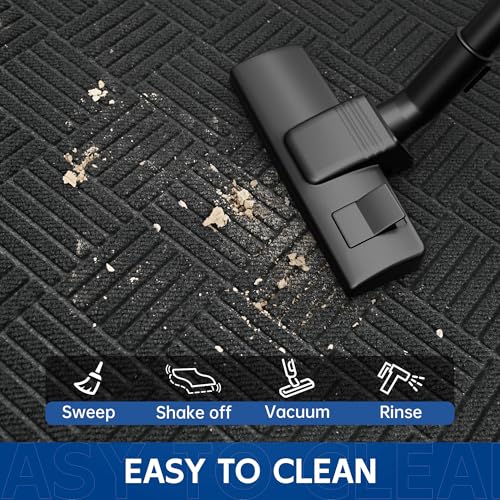 Naturei 3' x 5' Black Diamond Indoor Outdoor Heavy Duty Door Mat - Non-Slip, Stain & Fade Resistant Entryway Rug