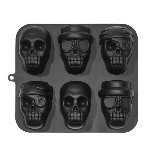 ZeaoqiT Halloween Skull Cake Pan Silicone Large Size Skull Baking Molds，Baking Skull Cake Molds for Chocolate, Pudding,Cakes,Jello, Candy, Black