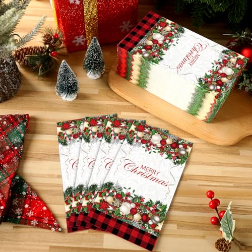 Cholemy Christmas Ball Guest Napkins 200 Pack - Festive Paper Towels for Holiday Parties