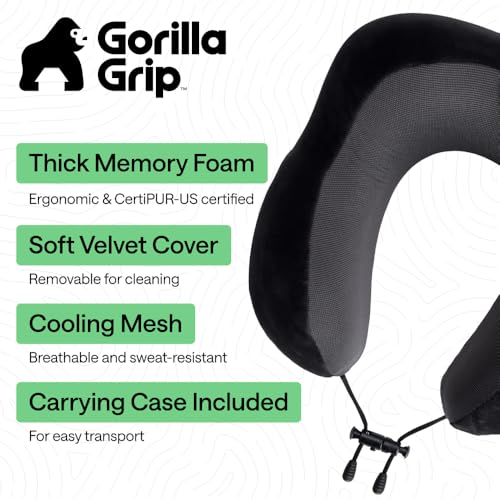 Ergonomic Memory Foam Travel Neck Pillow with Washable Cover