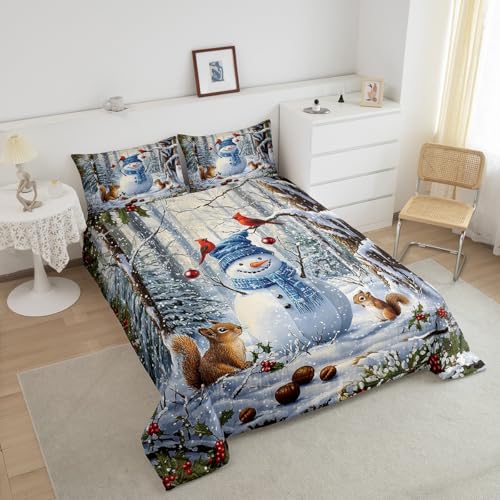 Feelyou Cute Christmas Snowman Kids Bedding Set King