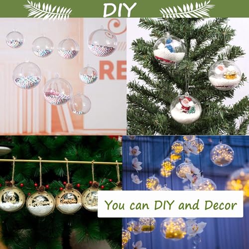 20PCS 80mm Clear Fillable Ornaments, Shatterproof Acrylic Baubles for DIY Crafts