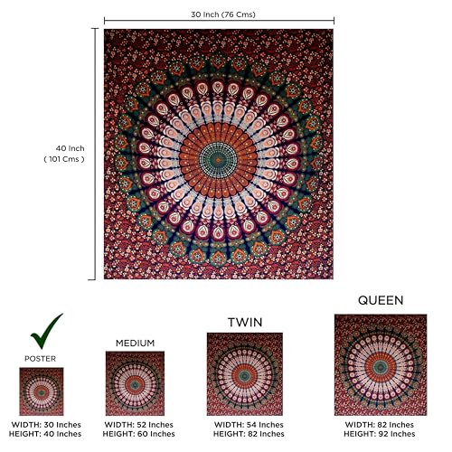 Blue & Orange Mandala Wall Tapestry - Bedroom Decor Poster (30x40 In)