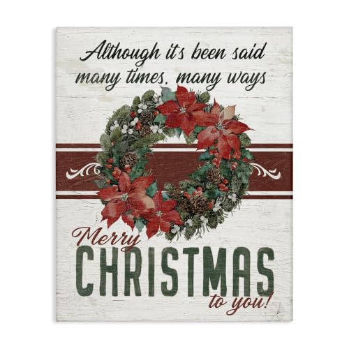 Vintage Poinsettia Christmas Wall Art - 30 x 40 Inch Canvas - Wreath Variation