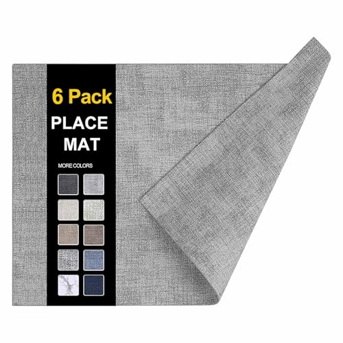 Faux Leather Heat Resistant Placemats 6-Pack, Waterproof Dining Table Mats