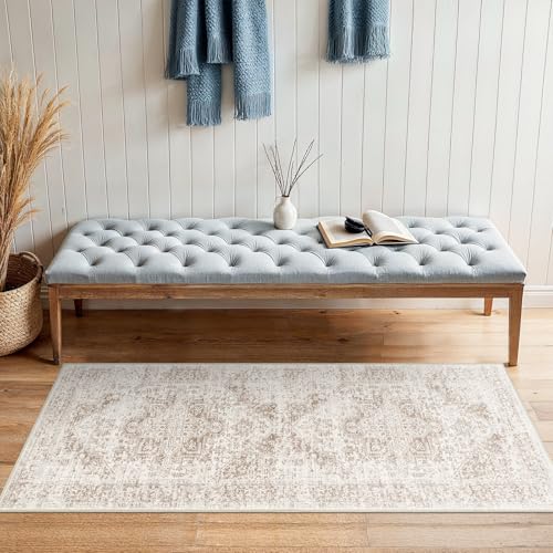 2x5 Washable Runner Rug, Vintage Medallion Kitchen Hallway Rug, Non-Slip