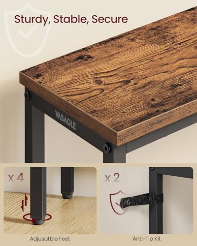 31.5" Narrow 3-Tier Console Table with Steel Frame & Storage Shelves
