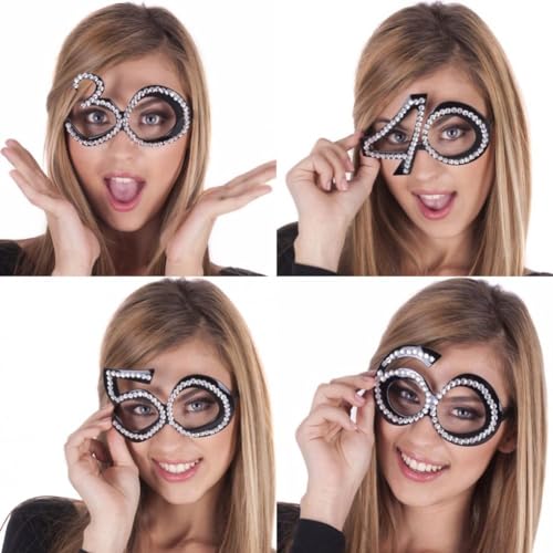 60th Birthday Party Glasses - Novelty Rhinestone Party Favors, 6 Pack