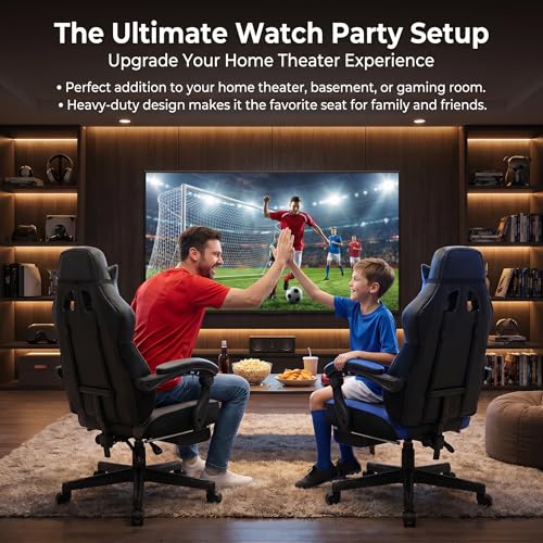 Ergonomic High-Back Gaming Chair with Footrest & Massage Support, Grey