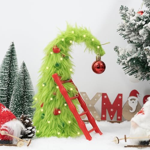 Decxmas 1ft Bendable Mini Christmas Tree with Lights - Ball Variant