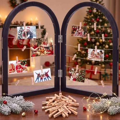Briwooody Black 36x24” 2-Panel Arch Photo Display Frame - Farmhouse Style