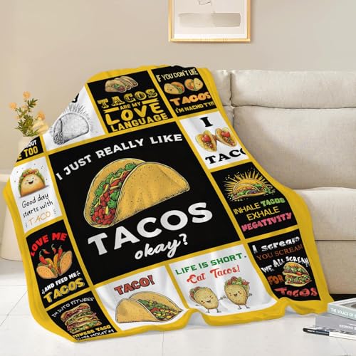 Yellow Taco Blanket 50x60 Ultra Soft Flannel Throw for Taco Lovers - Snapjet