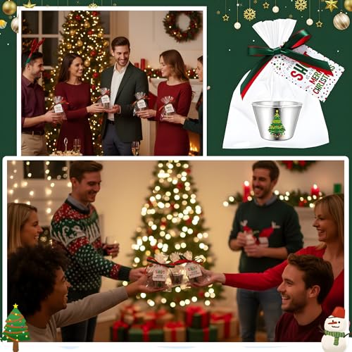 Widecook 24-Pack Christmas Shot Glasses Set with Tree Design, Gift Bags & Cards (Christmas Tree)