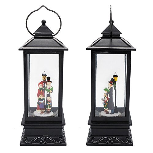 Eldnacele Carolers Singing Snow Globe Lantern with 6 Hour Timer