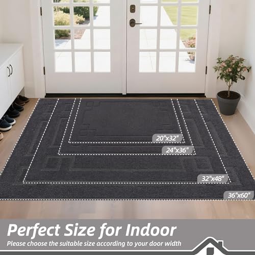 Non-Slip Indoor Door Mat 32" x 48" - Washable Absorbent Entryway Rug