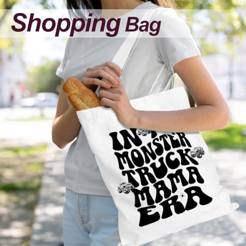 Henhesaha Mama Tote Bag – Canvas Family Organizer Tote, Reusable Grocery & Beach Bag (Truckmama01)