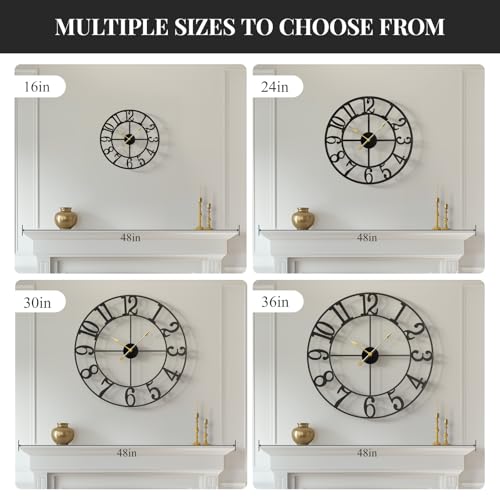 30-Inch Large Modern Metal Wall Clock, Silent Non-Ticking Decorative Clock