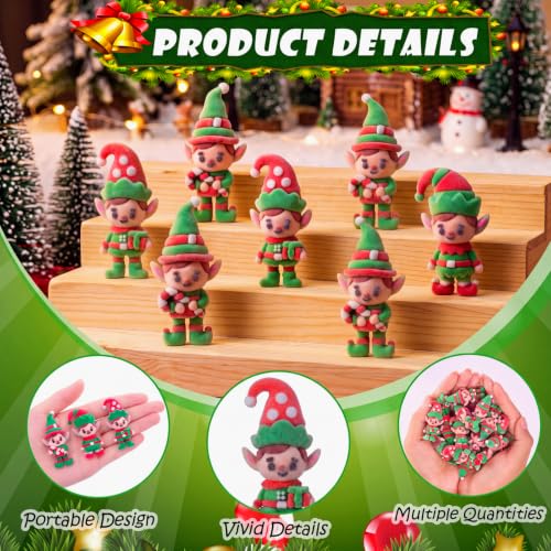 30 Pcs Mini Christmas Elf Figures - Flocked Tiny Elves Holiday Party Favors