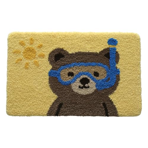 Cute Cartoon Bear Bathroom Rug, Soft Microfiber Mat, Non-Slip