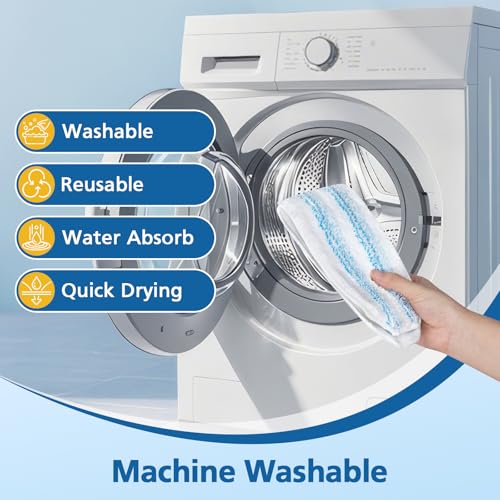 Microfiber Flat Mop Replacement Pads - Washable & Reusable (6-Pack)