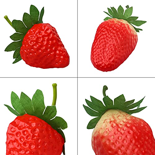20 Realistic Artificial Strawberries for Decor & Photography