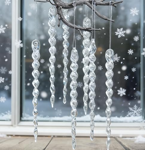 30Pcs Clear Plastic Icicle Christmas Ornaments Set for Holiday Decor