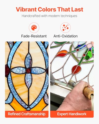 Hanging Stained Glass Window Panel - Tiffany Style 32 x 10 in