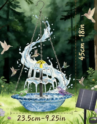 Hanging Solar Bird Bath Fountain - Cascading Outdoor Garden Water Feature