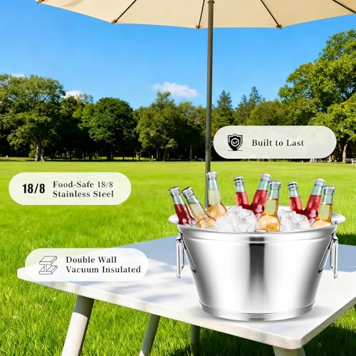 Maxdot 2-Pack Large Stainless Steel Champagne & Ice Buckets for Parties
