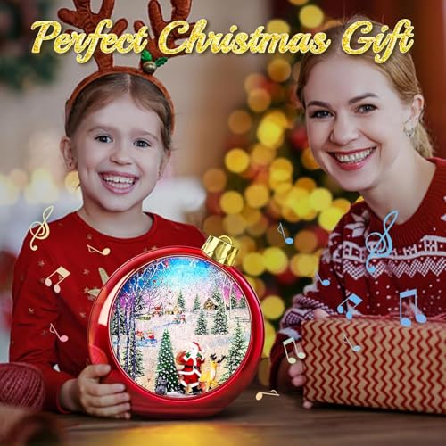 Lighted Santa Christmas Snow Globe Lantern with 8 Songs & Timer, 8.7"