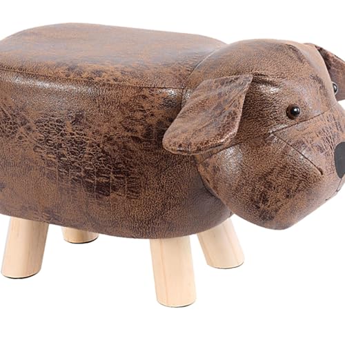 Cartoon Animal Footstool Ottoman with Wooden Legs - Padded Kids Stool
