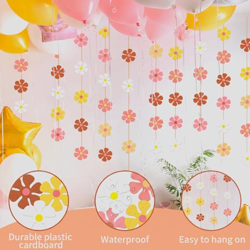 60 Pcs Groovy Retro Daisy Flower Cutouts for Party and Room Decor