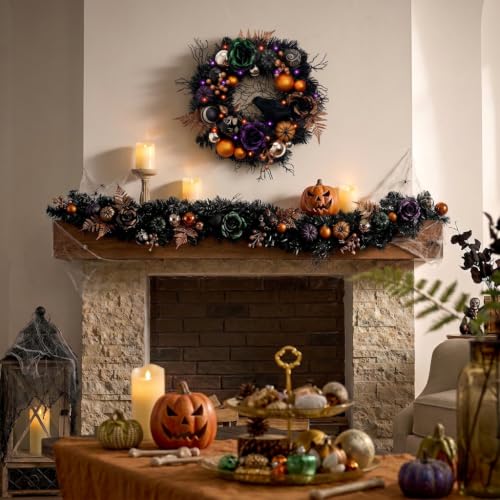 Valery Madelyn 6ft Halloween Pumpkin Garland with Lights - Fall Decor